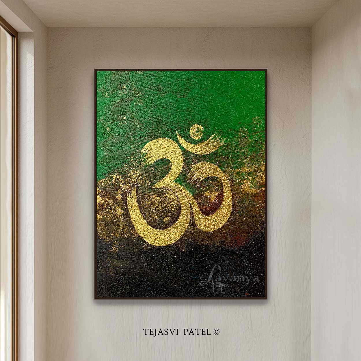 Handmade Om Painting | Abstract Textured Indian Art