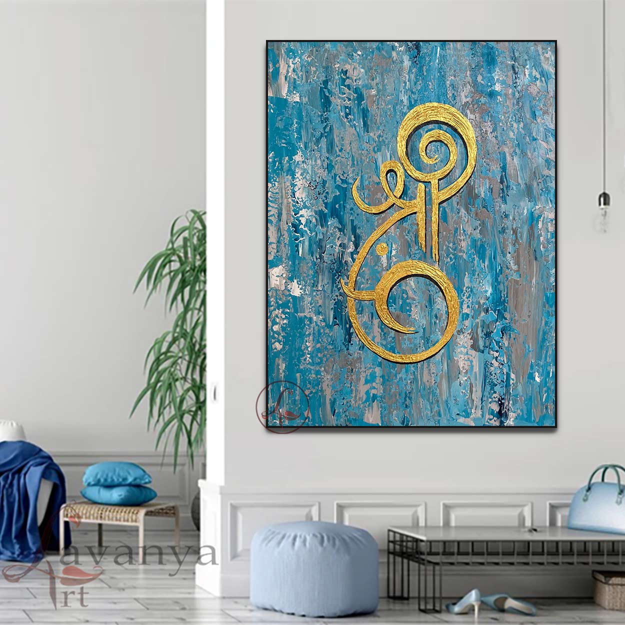 Ganapati Wall Art | Abstract Indian Canvas Painting