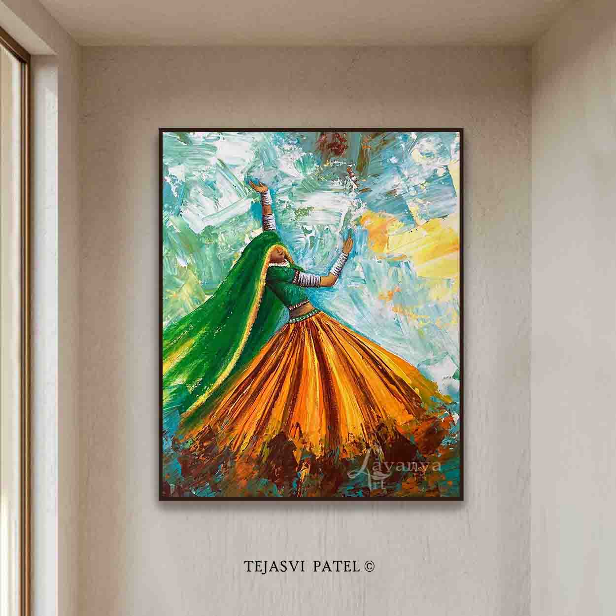 Handmade South Asian Woman Art | Modern Indian Canvas Wall Decor