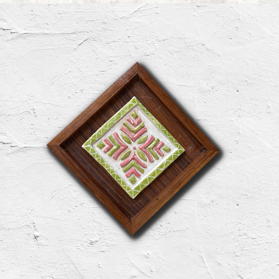 Handmade Ceramic Wall Sculpture | Rustic Tile Frame Wall Art