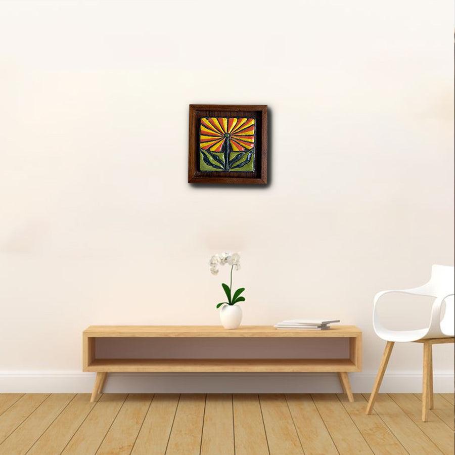 Handmade Ceramic Wall Hanging | Tile Framed Boho Art Decor