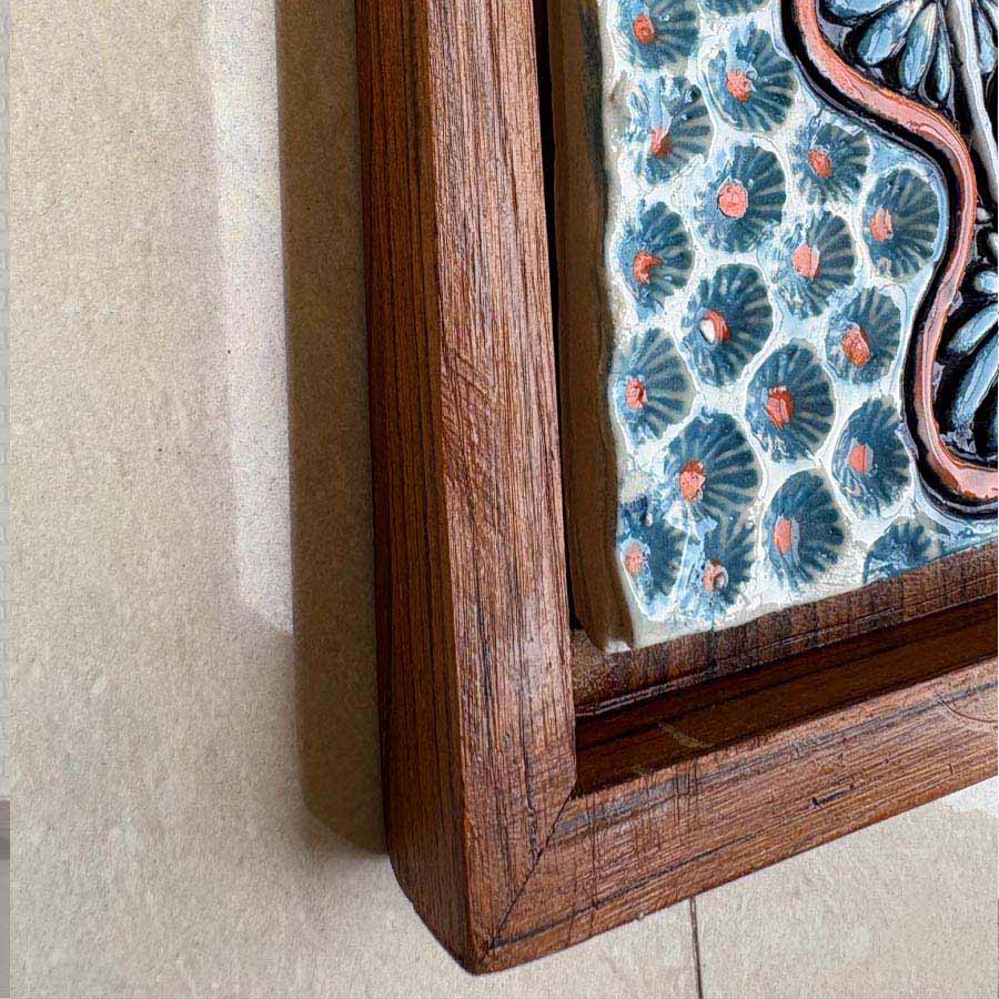 Ceramic Wall Sculpture | Handmade Tile Framed Boho Wall Decor Art