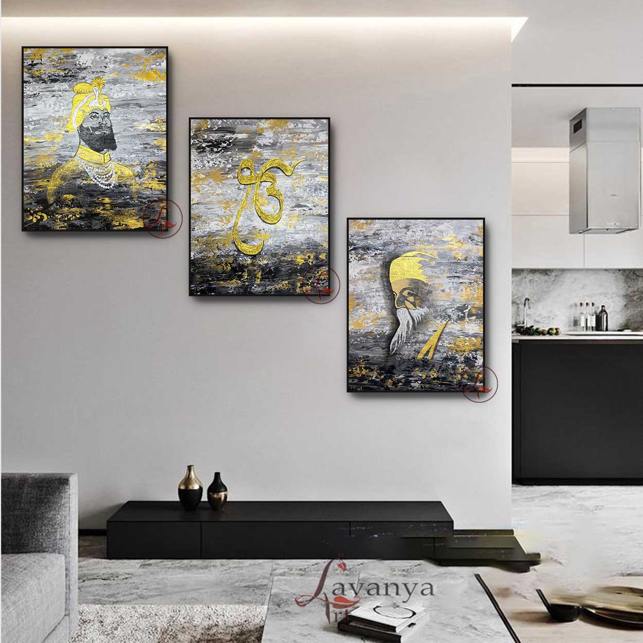 Guru Nanak Ek Onkar Guru Gobind Singh Art Set of 3