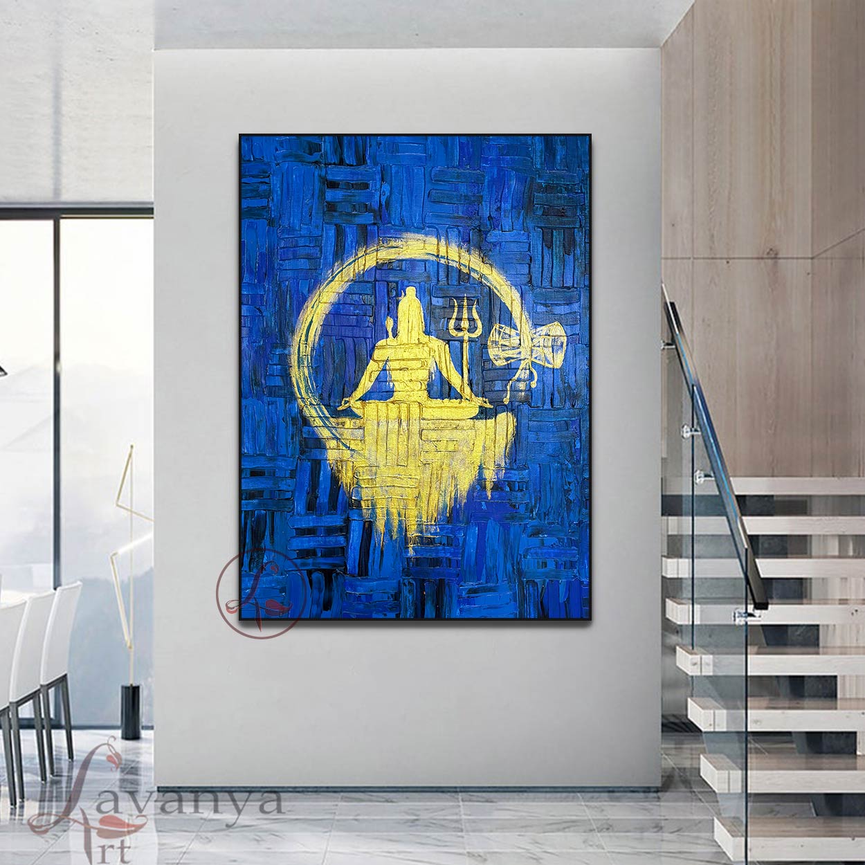 Textured Shiva Painting | Modern Hindu Abstract Canvas Wall Art