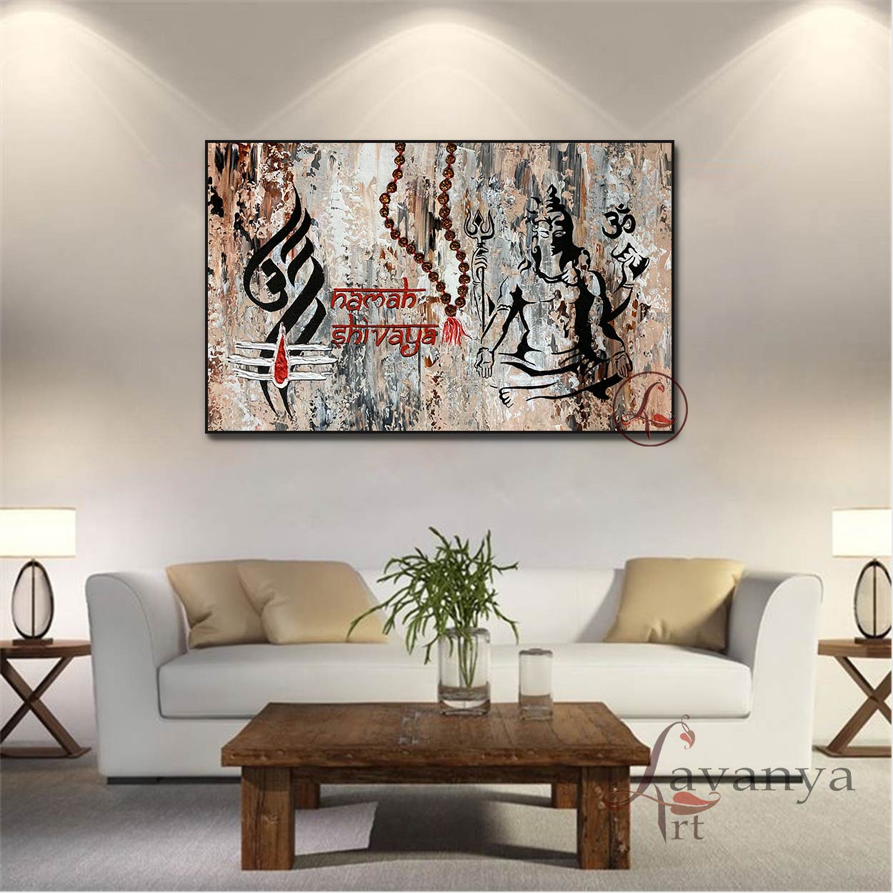 Shiva Abstract Painting | Handmade Hindu Acrylic Canvas Wall Art
