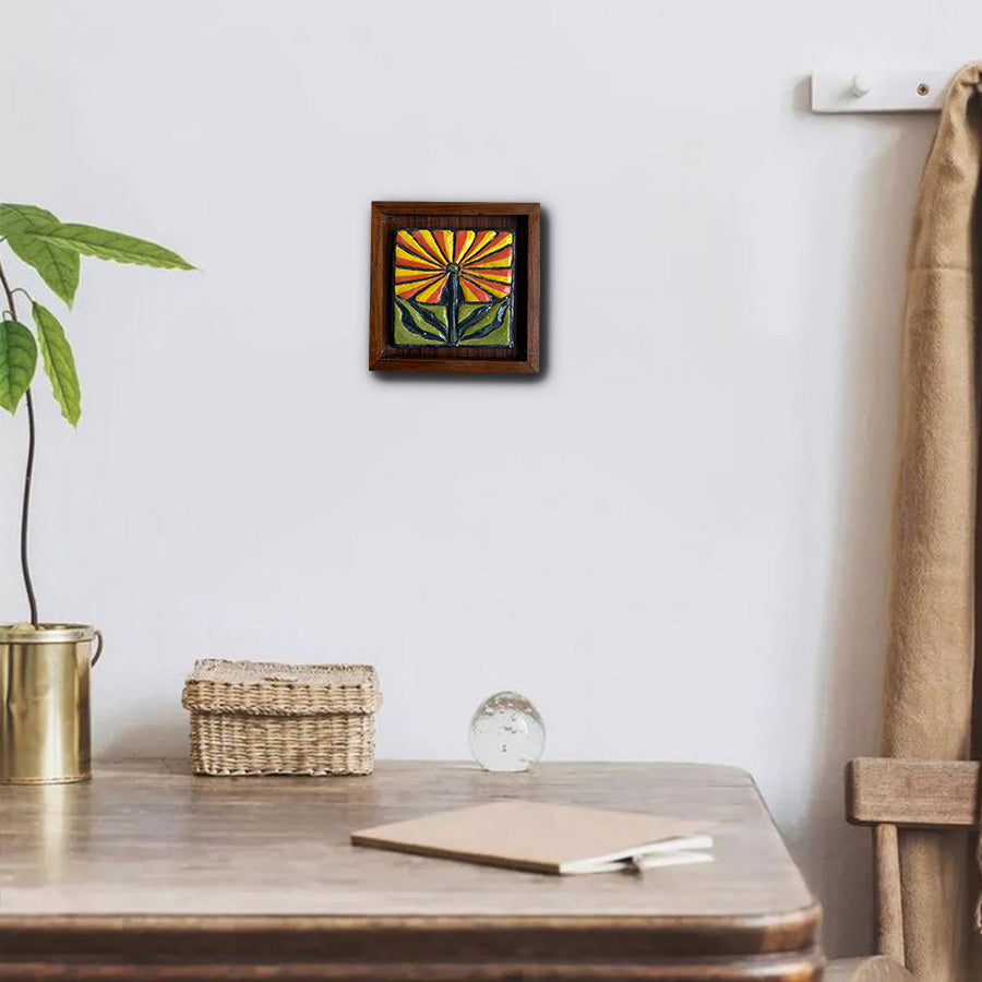 Handmade Ceramic Wall Hanging | Tile Framed Boho Art Decor