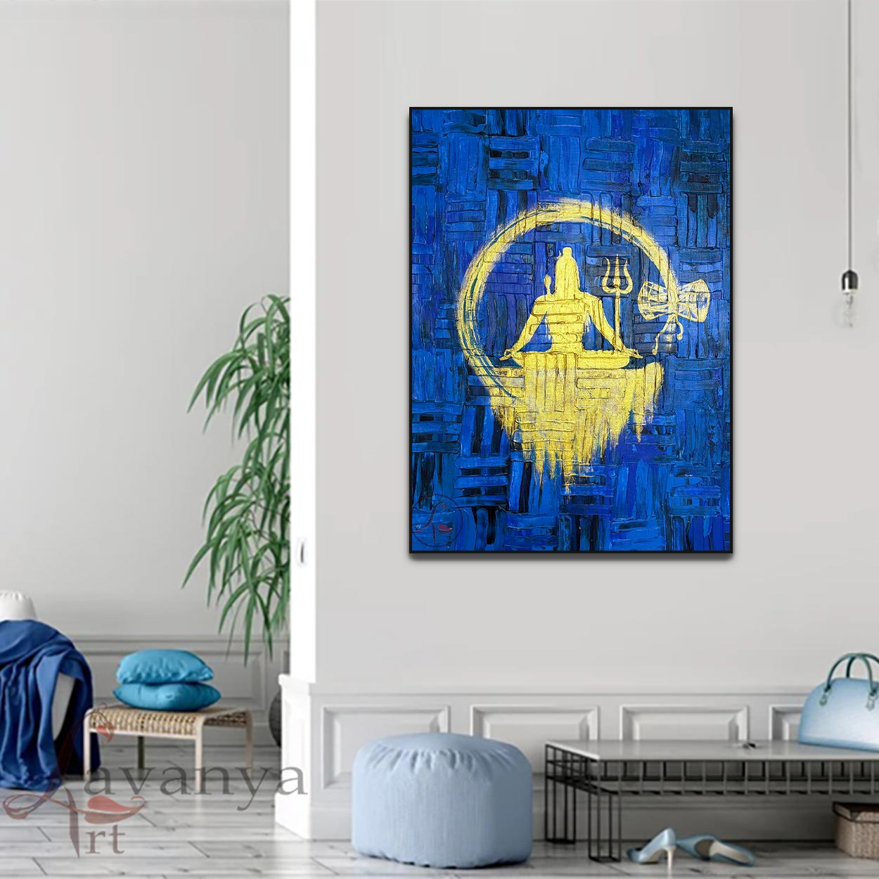 Textured Shiva Painting | Modern Hindu Abstract Canvas Wall Art
