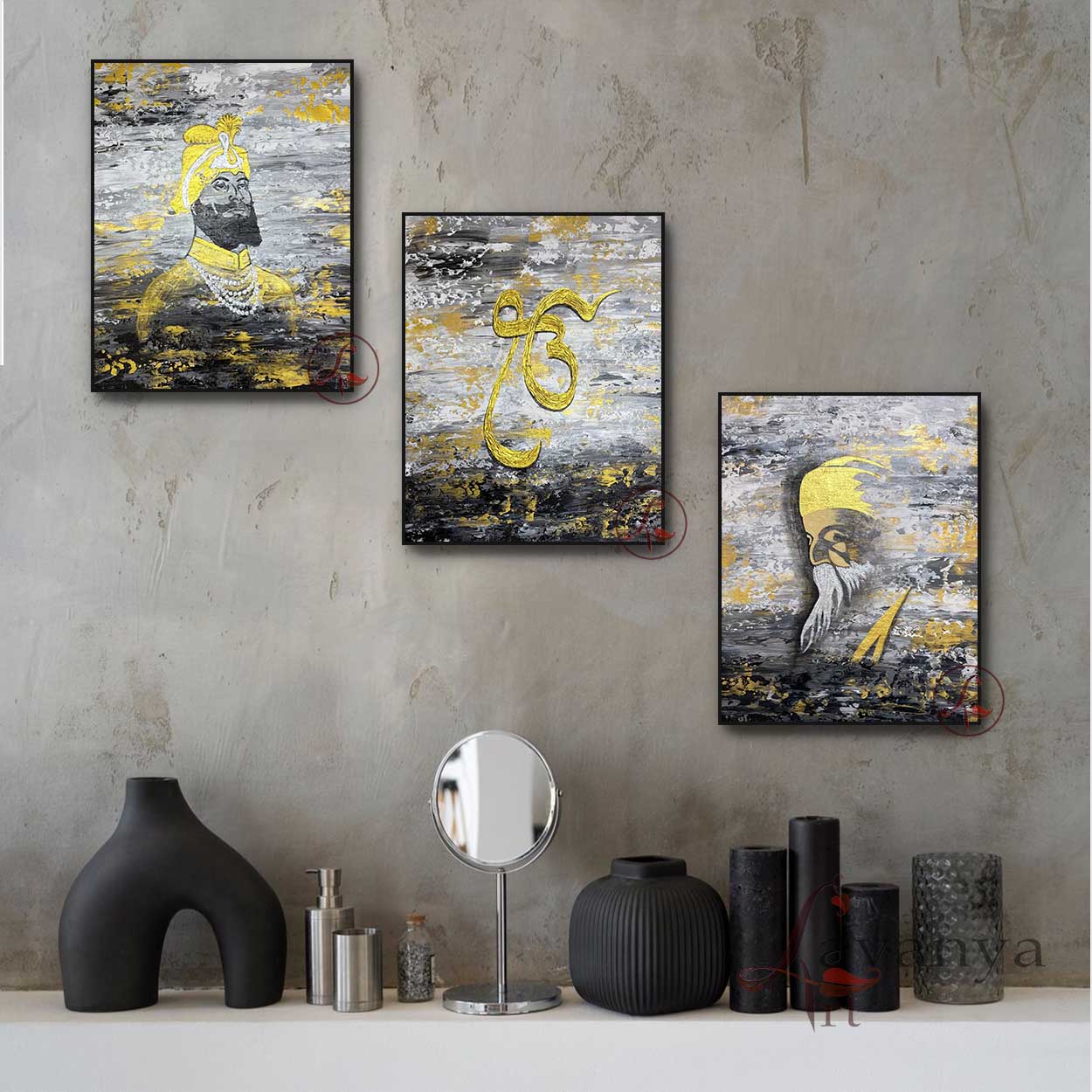 Guru Nanak Ek Onkar Guru Gobind Singh Art Set of 3