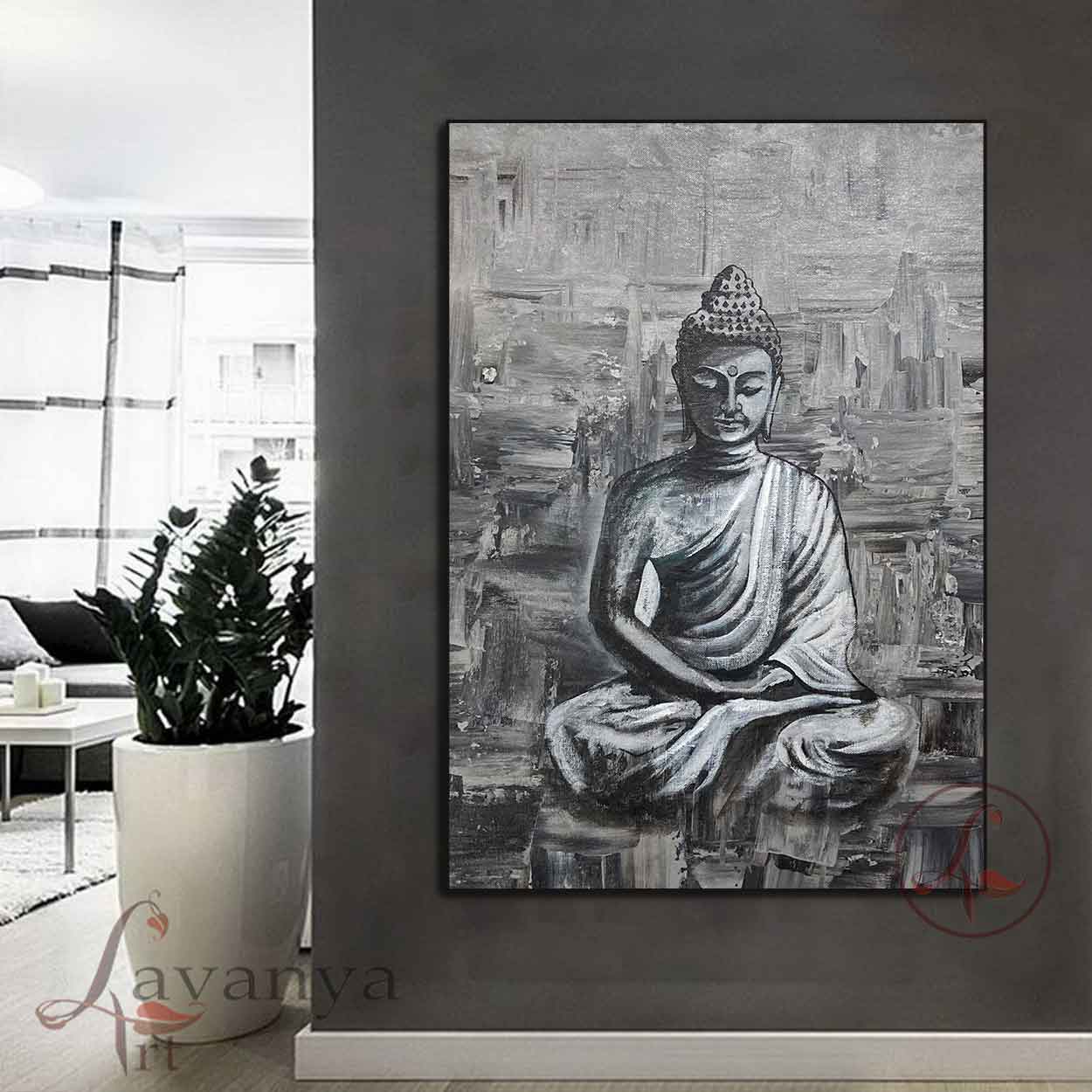 Buddha Canvas Painting | Textured Spiritual Wall Art