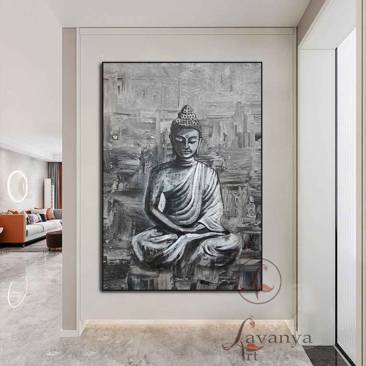 Buddha Canvas Painting | Textured Spiritual Wall Art
