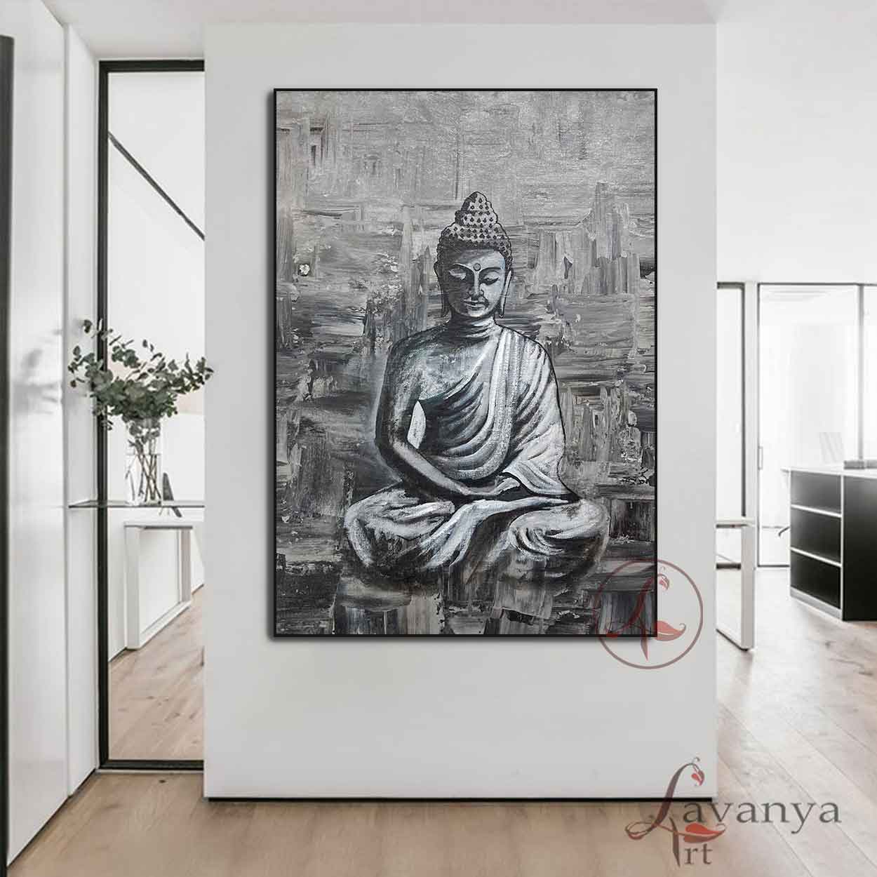 Buddha Canvas Painting | Textured Spiritual Wall Art