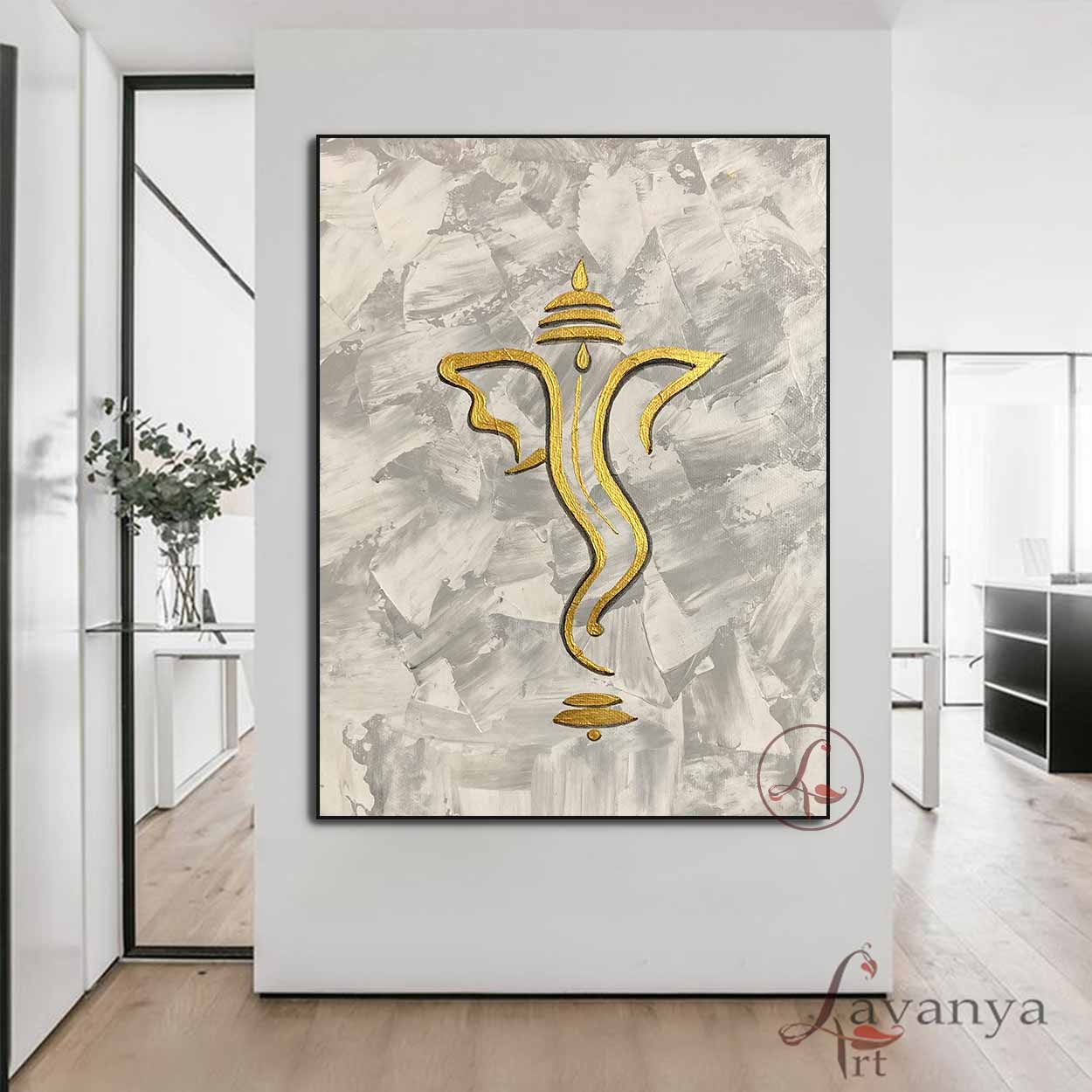 Ganesha Abstract Painting | Handmade Hindu Canvas Art