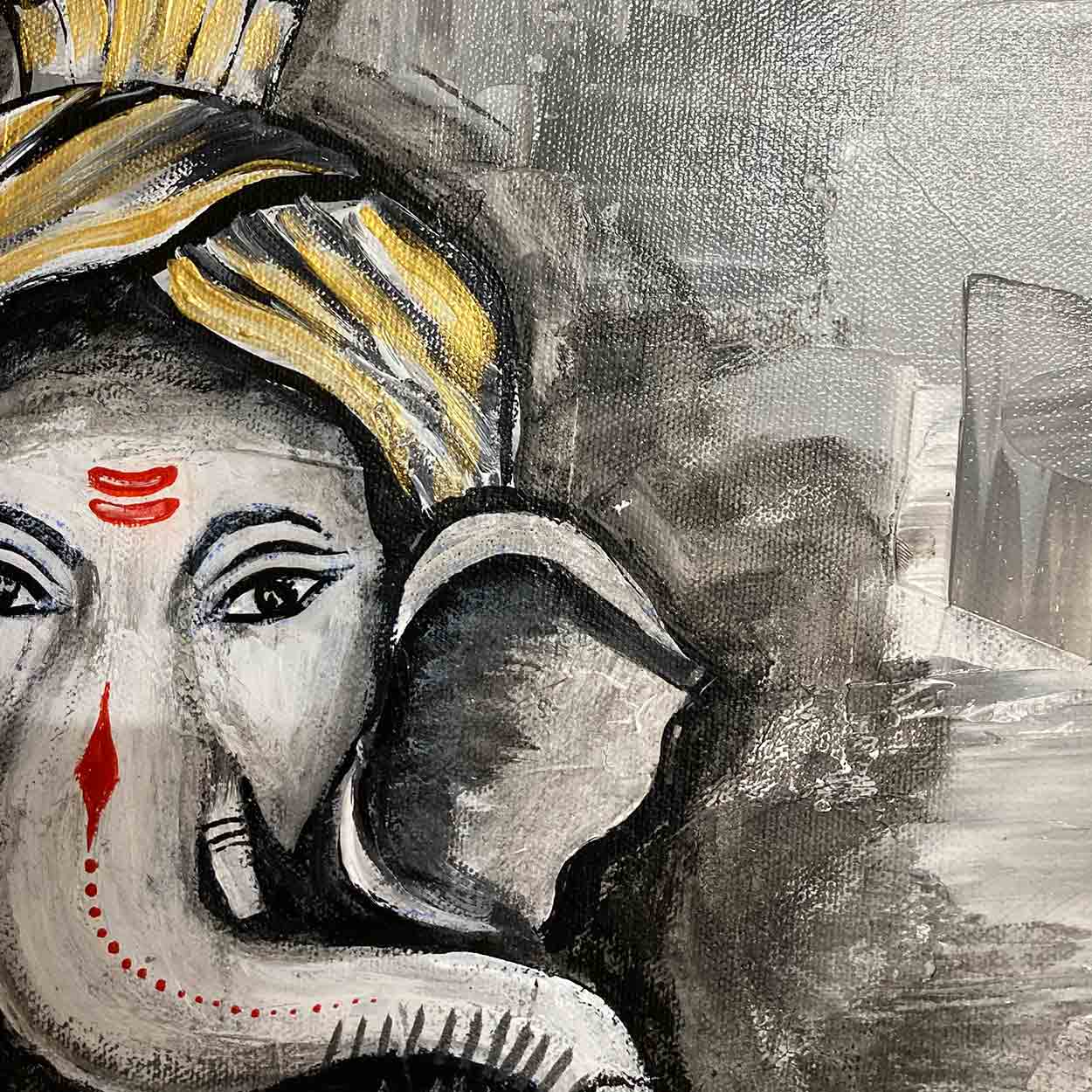 Abstract Ganpati Wall Art | Handmade Indian Painting