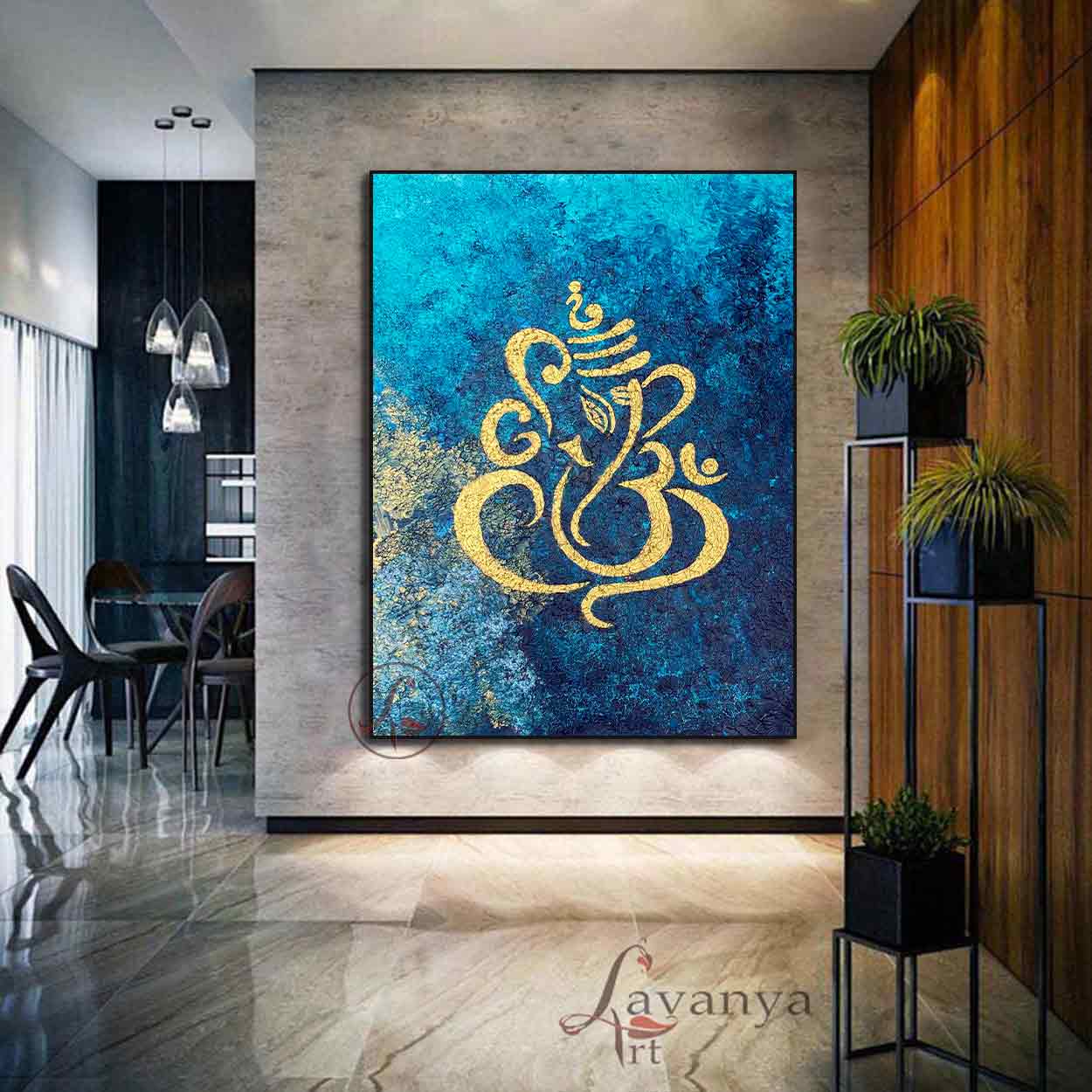 Abstract Ganesha Painting | Handmade Indian Hindu Art