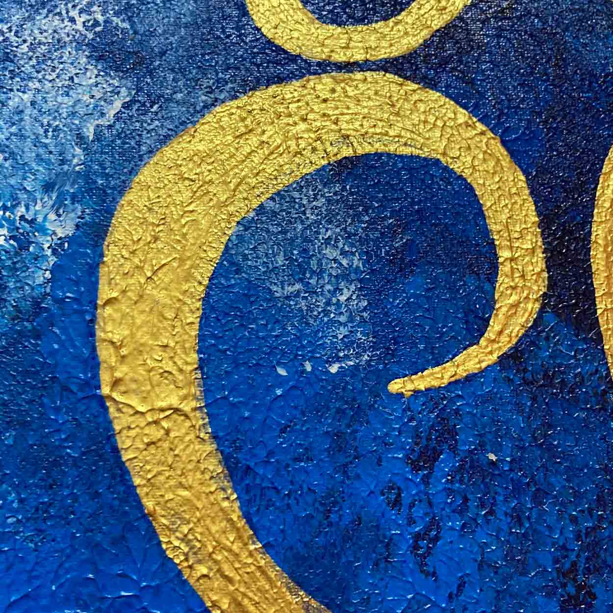 Blue Gold Ganesha Art | Handmade Indian Canvas Painting