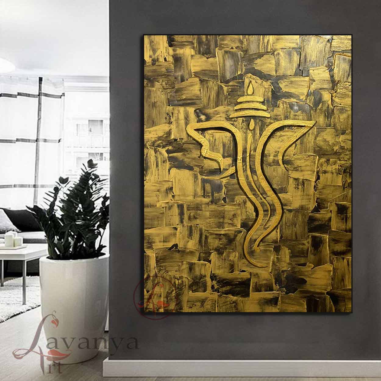 Abstract Ganesha Painting | Handmade Indian Hindu Art