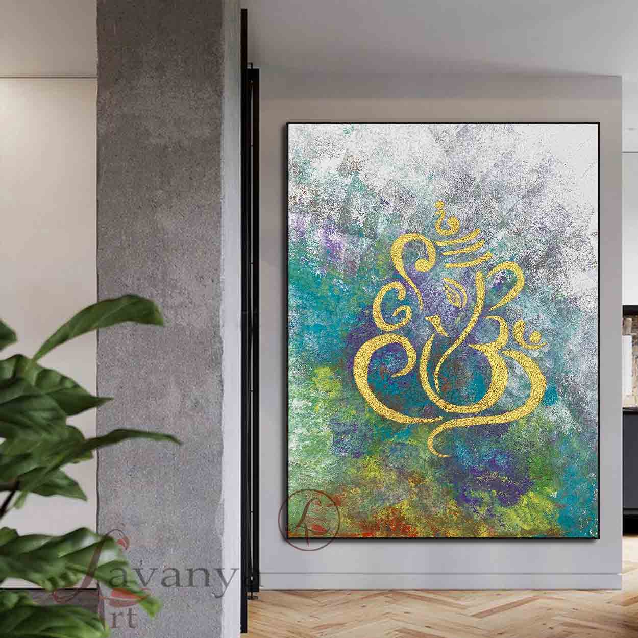 Abstract Ganapati Canvas Art | Minimalist Indian Wall Art