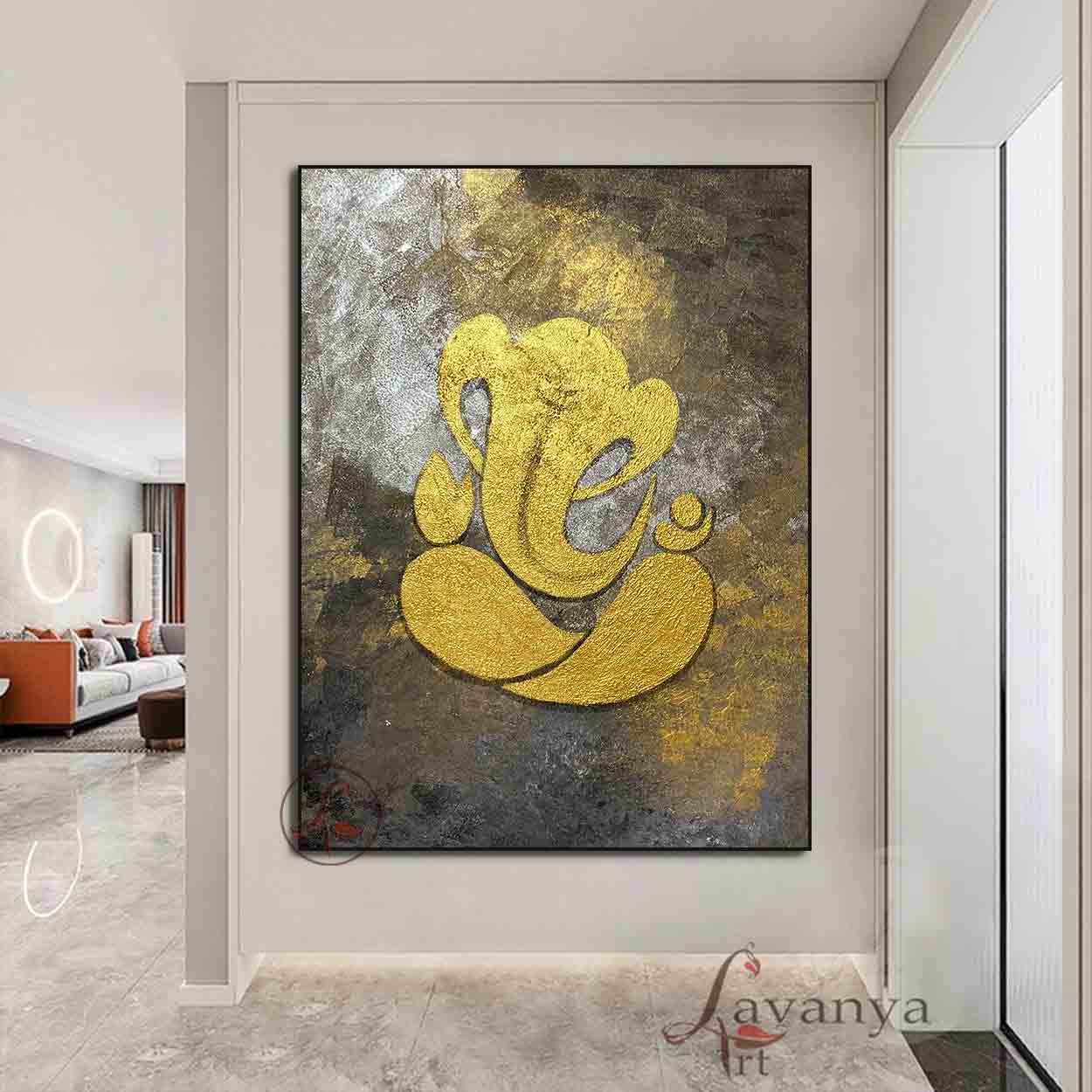 Ganapati Wall Decor | Modern Indian Abstract Painting