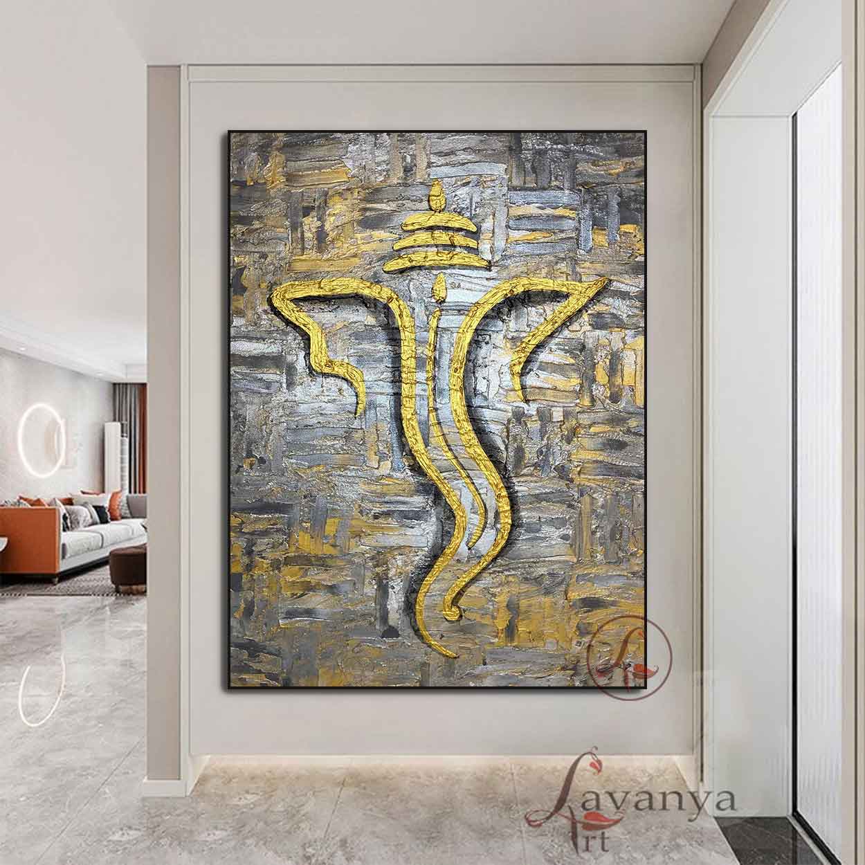 Ganesha Canvas Art | Minimalist Indian Abstract Decor