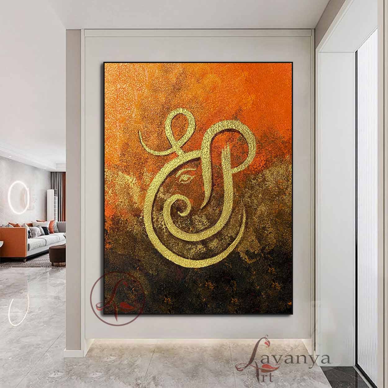 Minimalist Ganapati Art | Modern Indian Canvas Painting