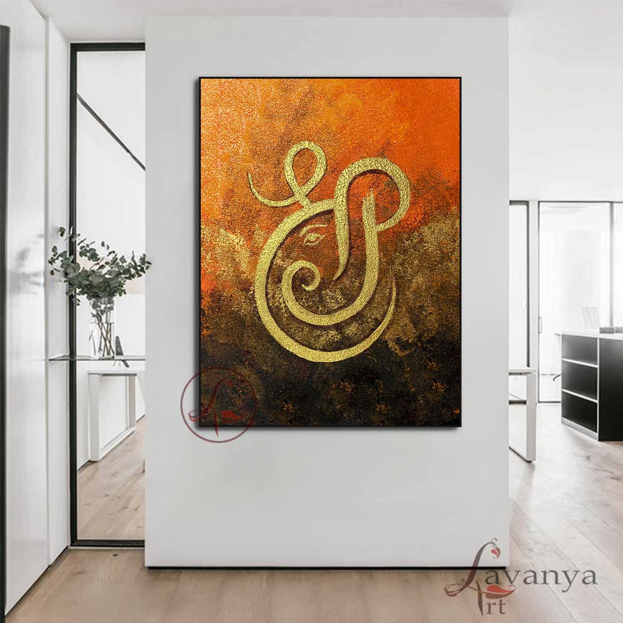Minimalist Ganapati Art | Modern Indian Canvas Painting