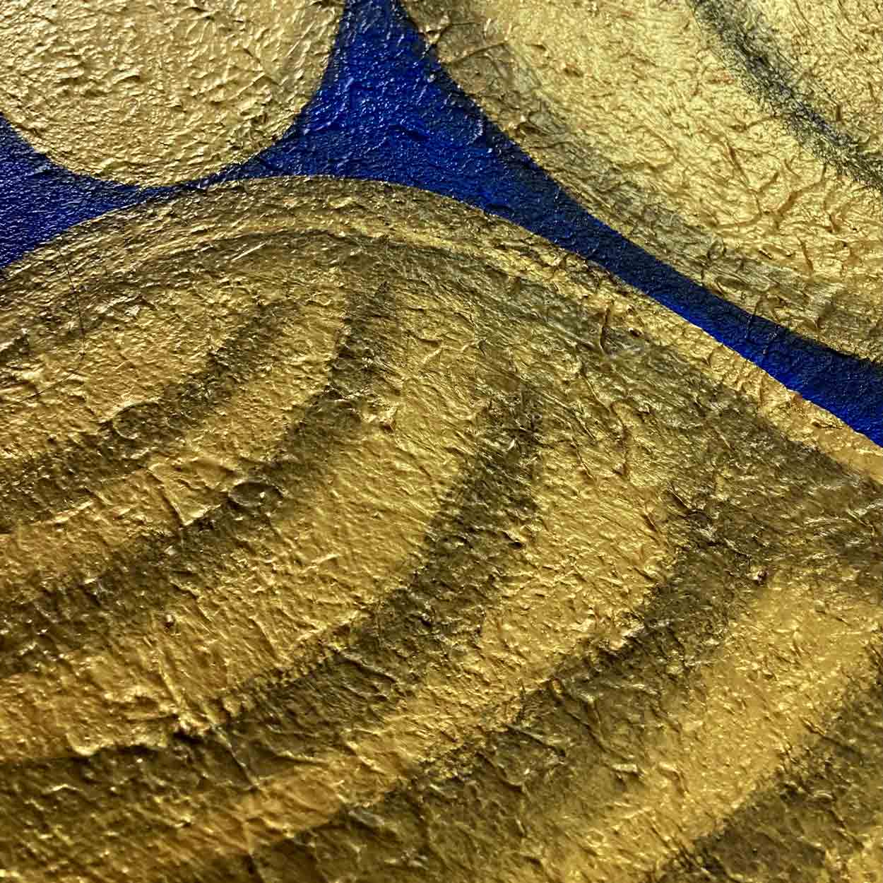 Abstract Ganesha Wall Art | Blue Gold Textured Canvas