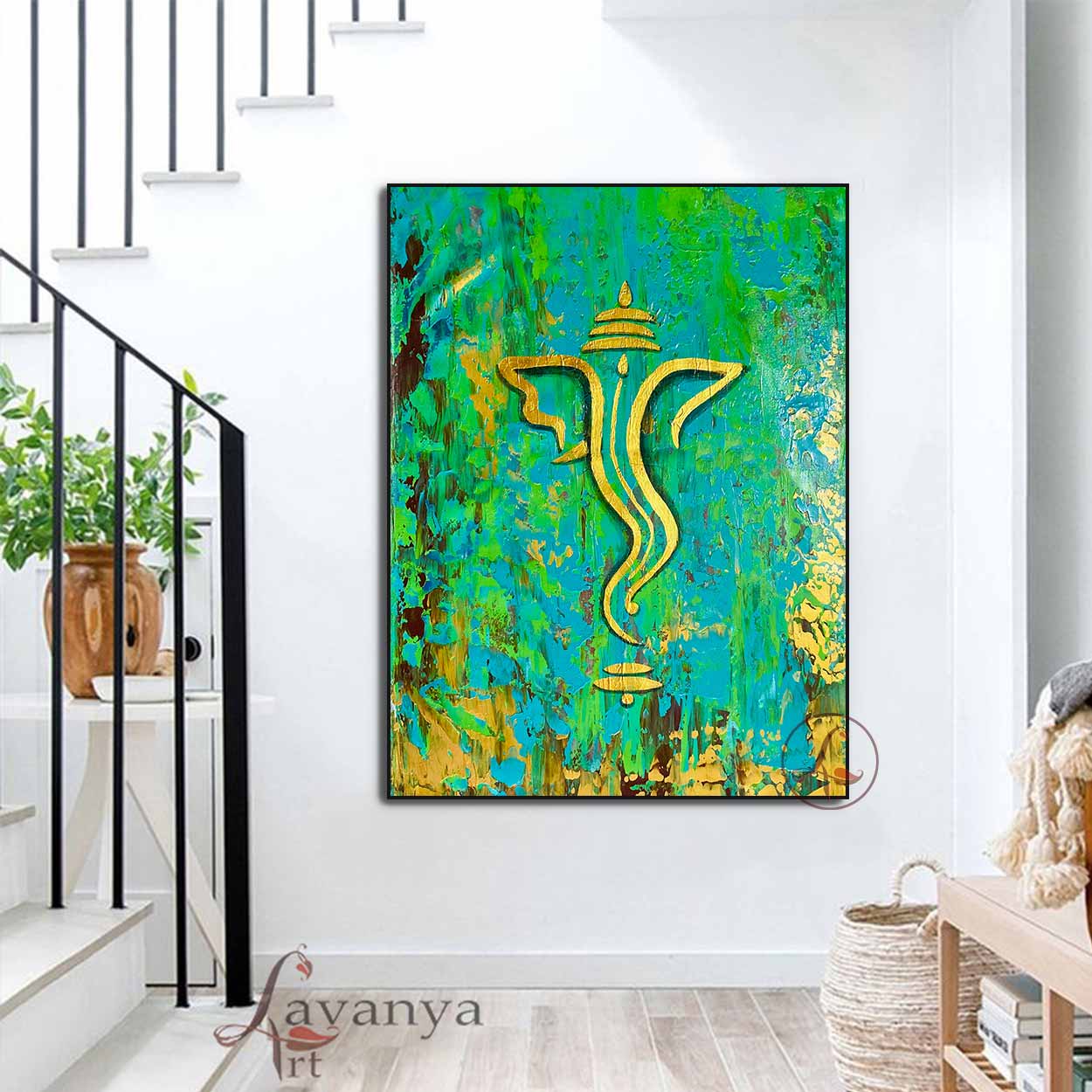 Minimalist Ganesha Painting | Modern Indian Wall Art