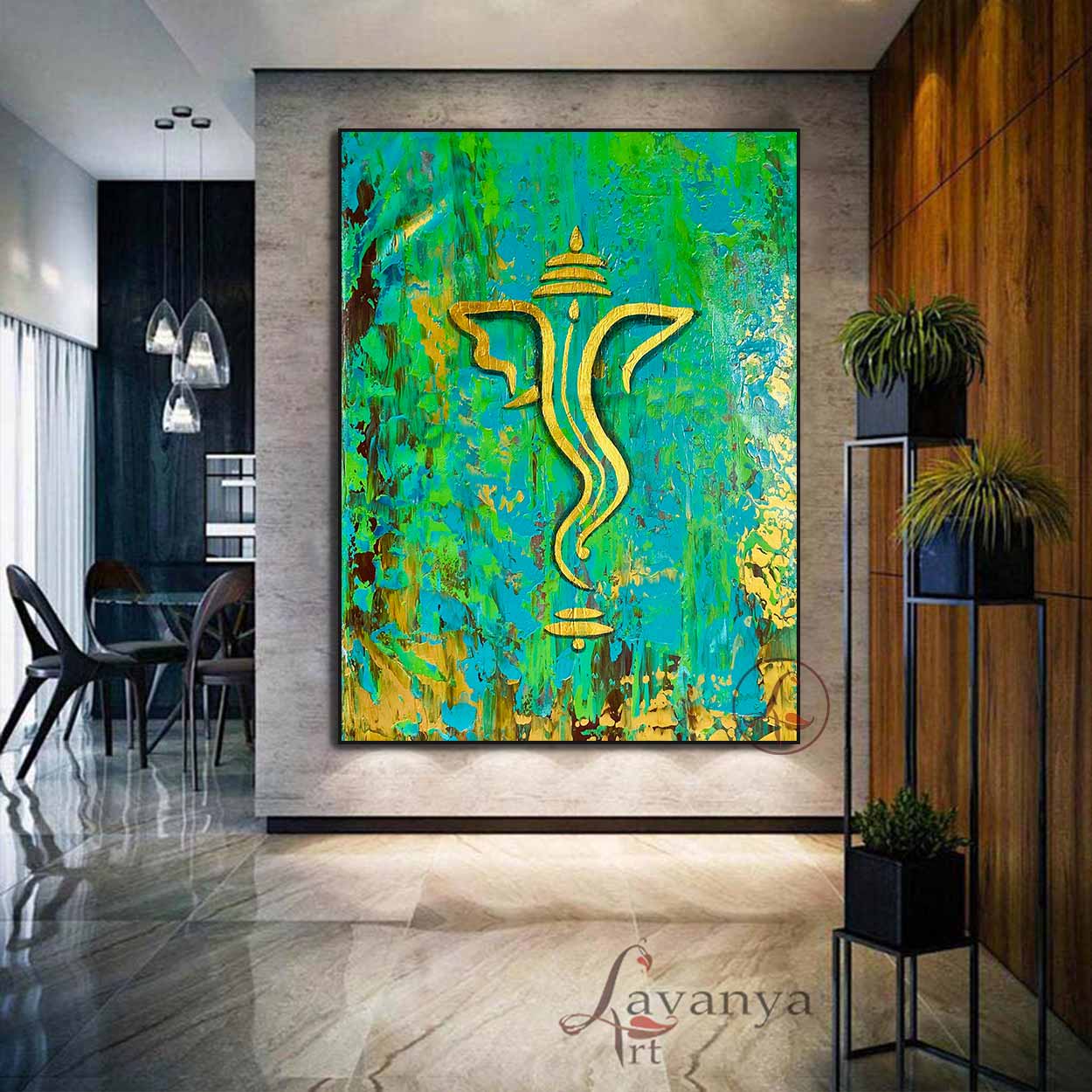 Minimalist Ganesha Painting | Modern Indian Wall Art