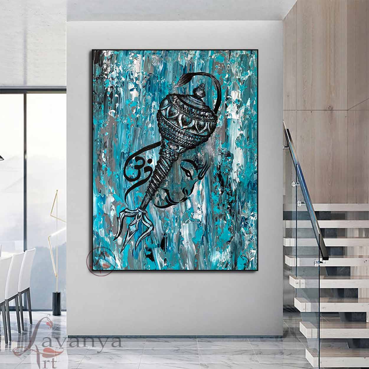 Lord Hanuman Canvas Art | Handmade Hindu Wall Decor