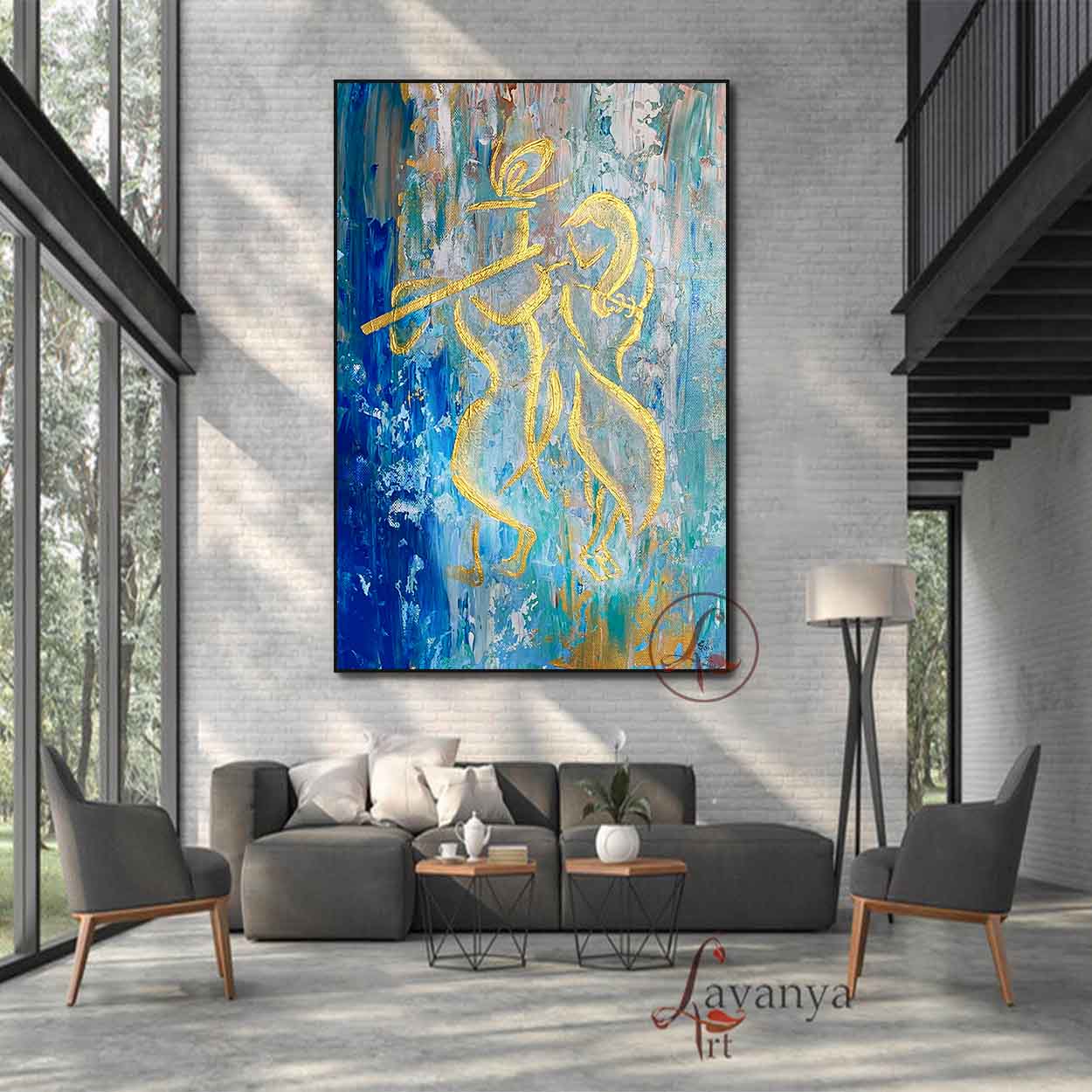 Krishna Canvas Art | Contemporary Hindu Wall Decor