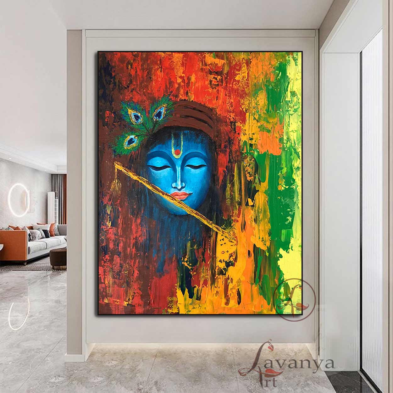 Abstract Krishna Painting | Modern Indian Canvas Wall Art