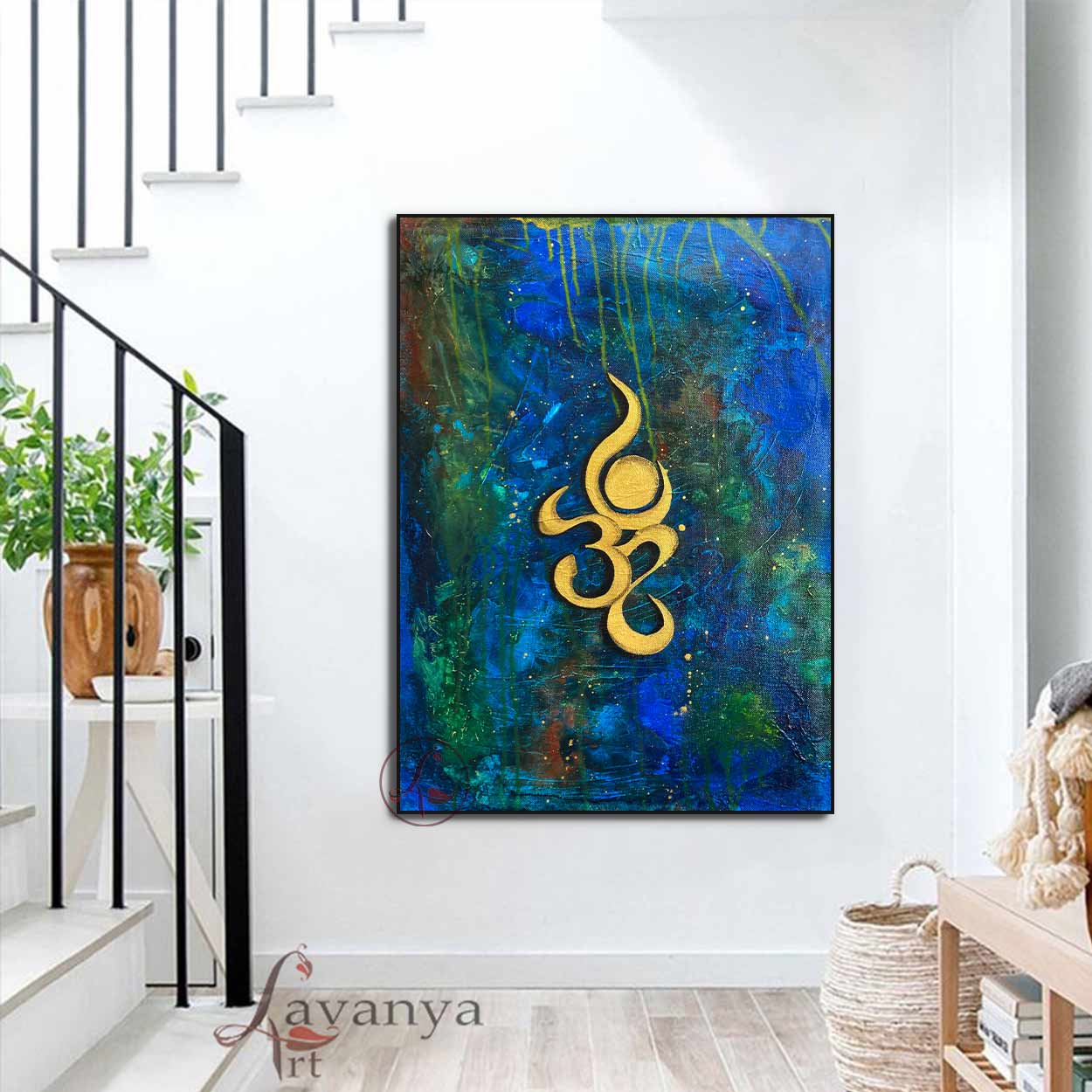 Om Canvas Painting | Abstract Indian Textured Wall Art