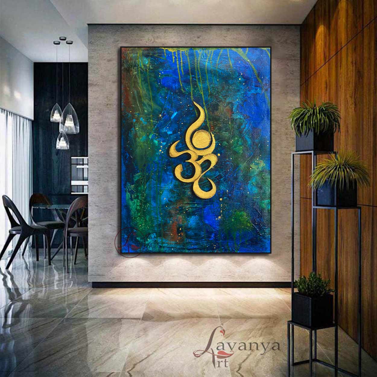 Om Canvas Painting | Abstract Indian Textured Wall Art