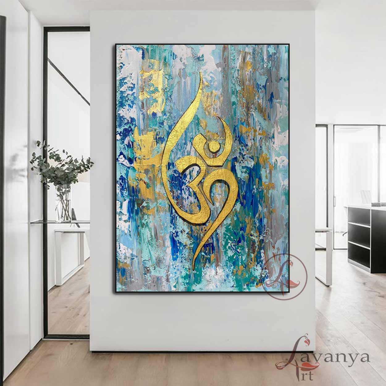 Om Textured Canvas Art | Modern Indian Spiritual Decor