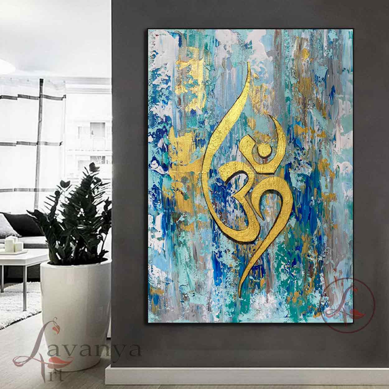 Om Textured Canvas Art | Modern Indian Spiritual Decor