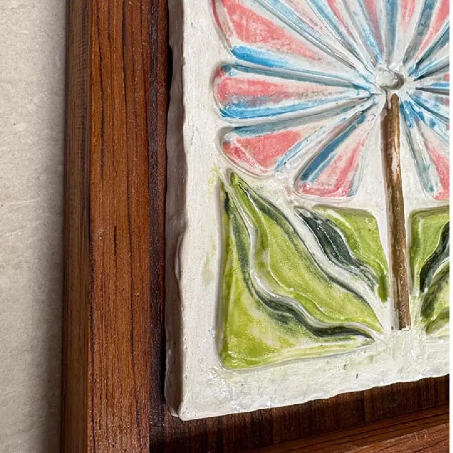 Ceramic Wall Sculpture | Handmade Tile Frame Rustic Decor