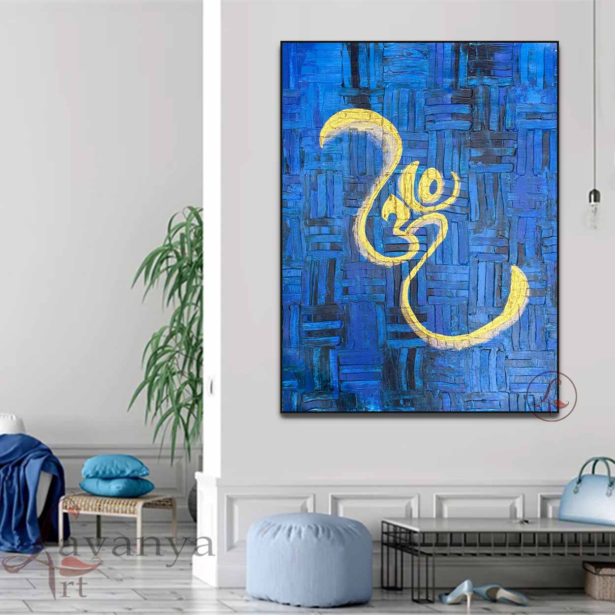 Modern Om Wall Art | Abstract Textured Indian Canvas