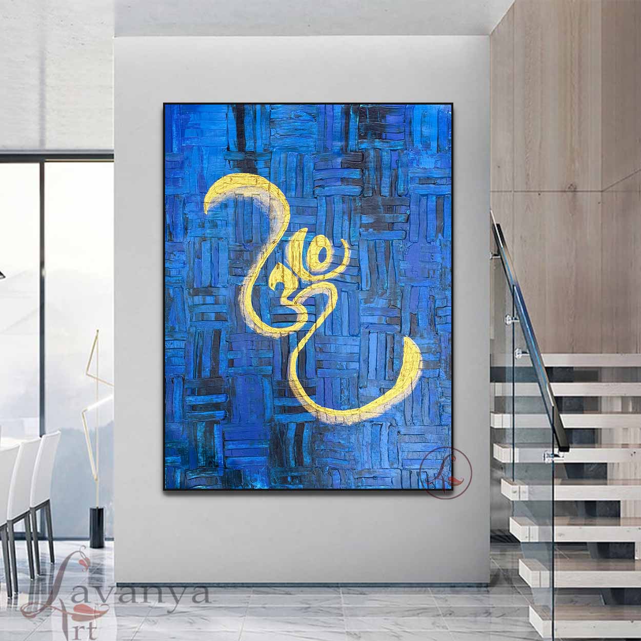 Modern Om Wall Art | Abstract Textured Indian Canvas