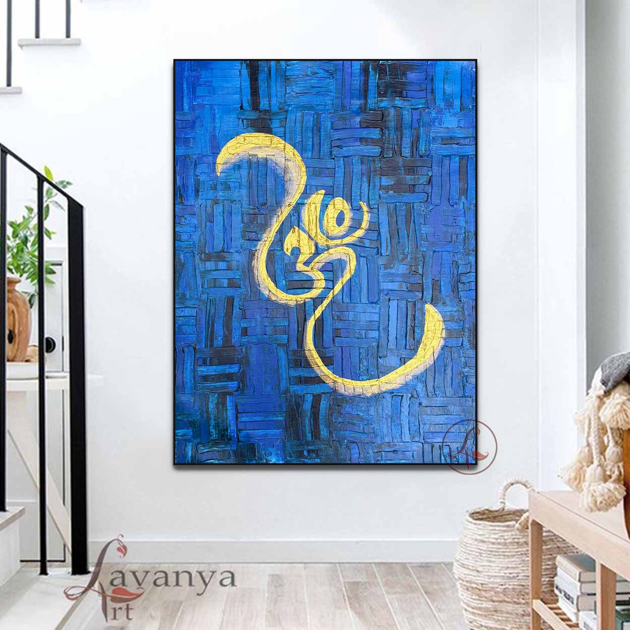 Modern Om Wall Art | Abstract Textured Indian Canvas