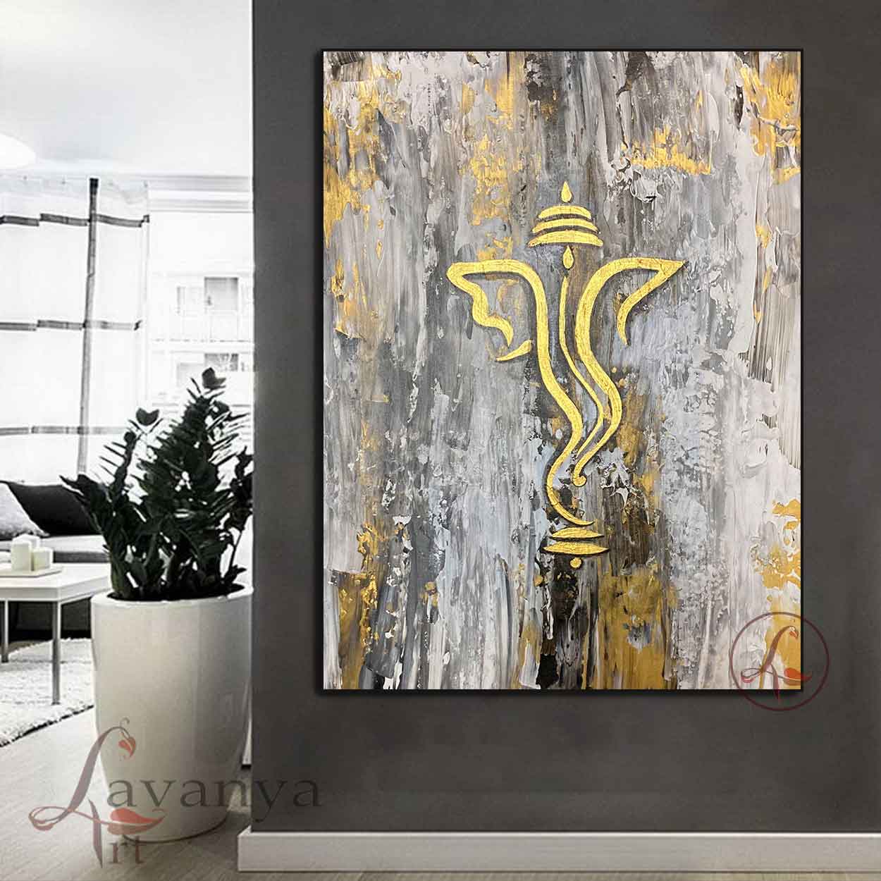 Textured Ganesha Painting | Handmade Indian Art