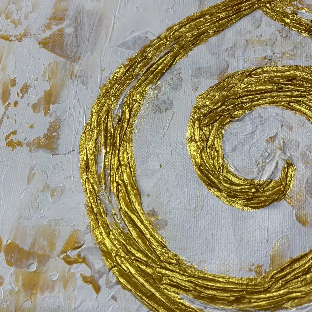 Unalome Sak Yant Painting | White Gold Buddhist Wall Art