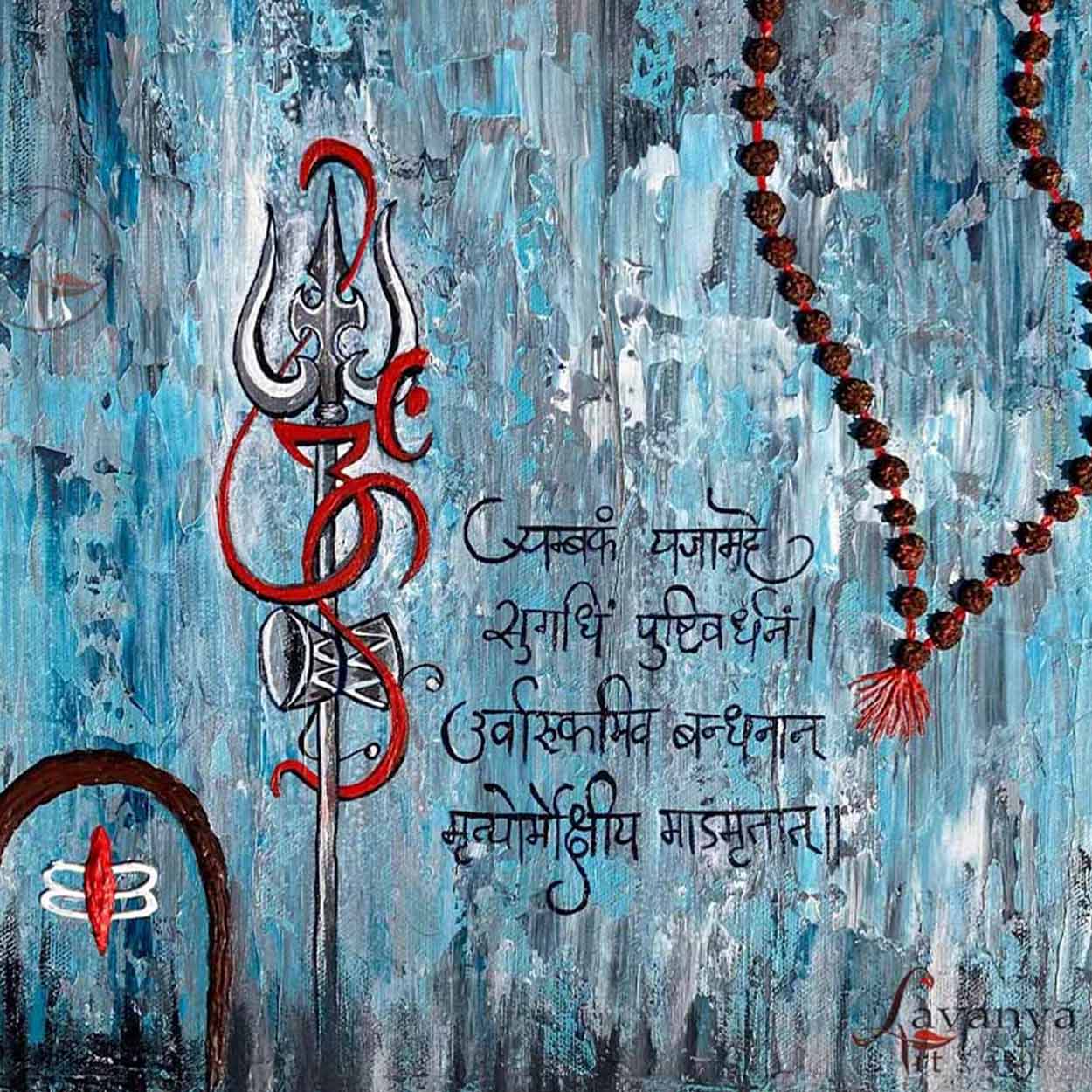 Abstract Shiva Wall Decor | Handmade Indian Canvas Painting