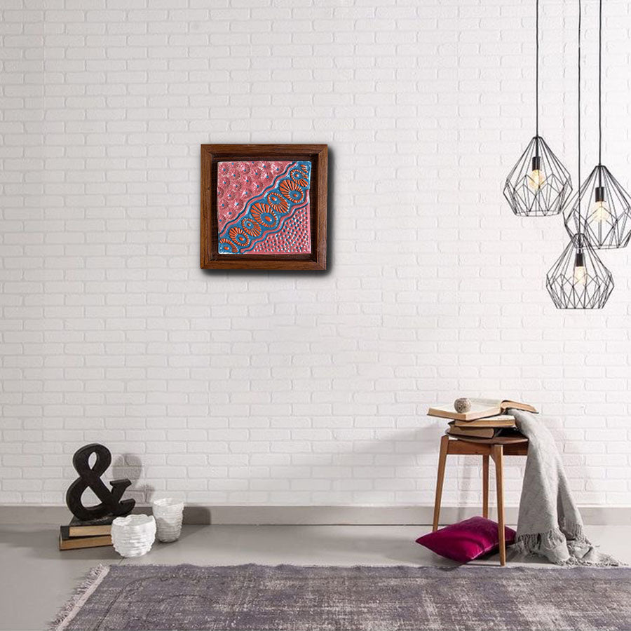 Handmade Tile Framed Ceramic Art | Boho Wall Hanging Decor