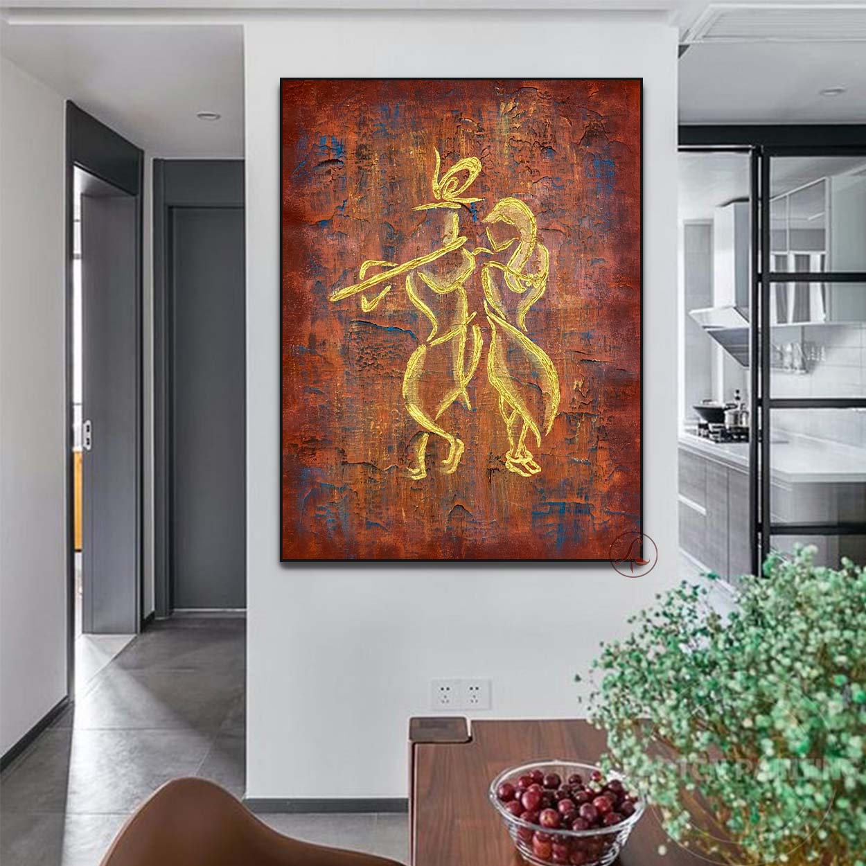 Devotional Krishna painting symbolizing divine love, peace, and harmony.