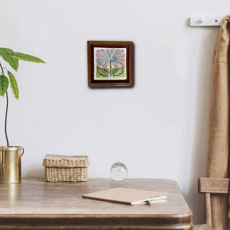 Ceramic Wall Sculpture | Handmade Tile Frame Rustic Decor