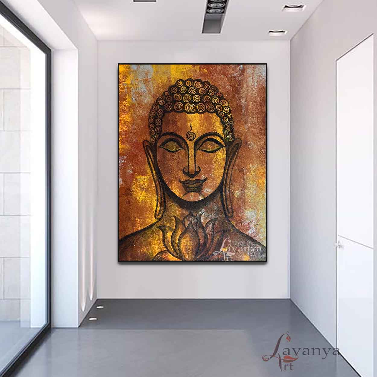 Abstract Buddha Canvas Painting | Textured Spiritual Wall Art