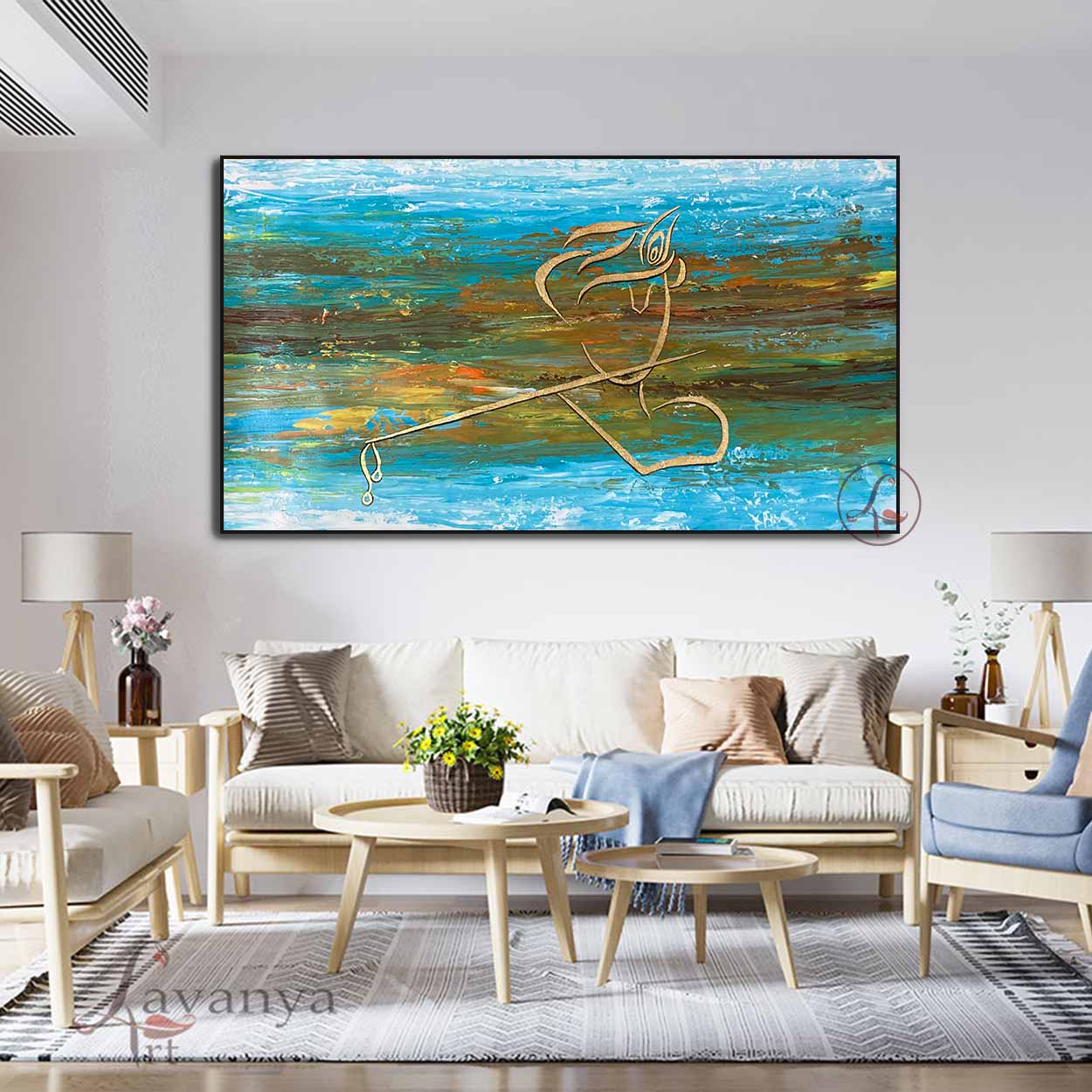 Exclusive handmade Krishna painting by Tejasvi Patel for luxury wall decor.