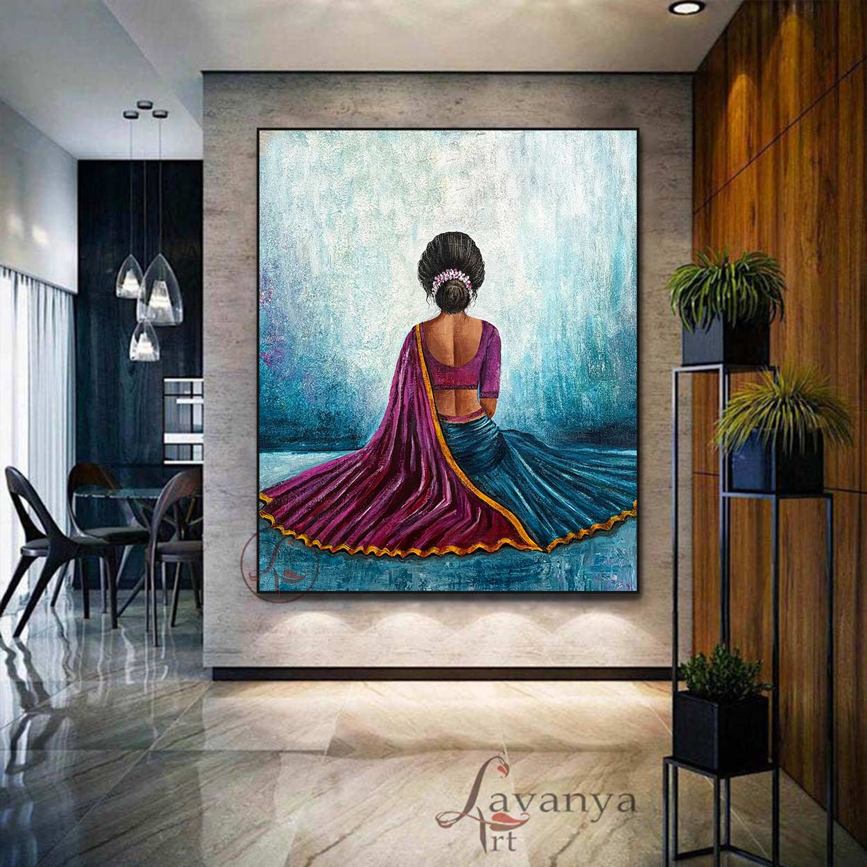 Indian Woman Art | Textured Acrylic Canvas Painting