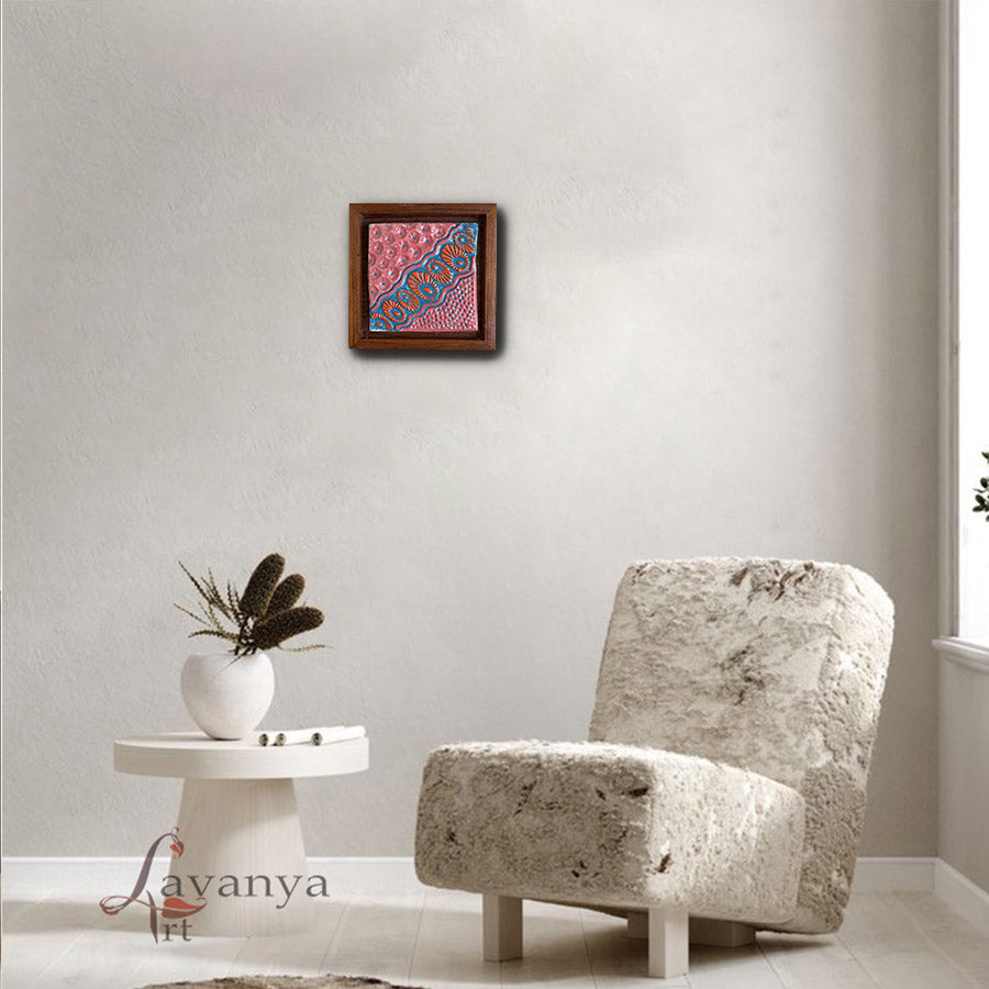 Handmade Tile Framed Ceramic Art | Boho Wall Hanging Decor