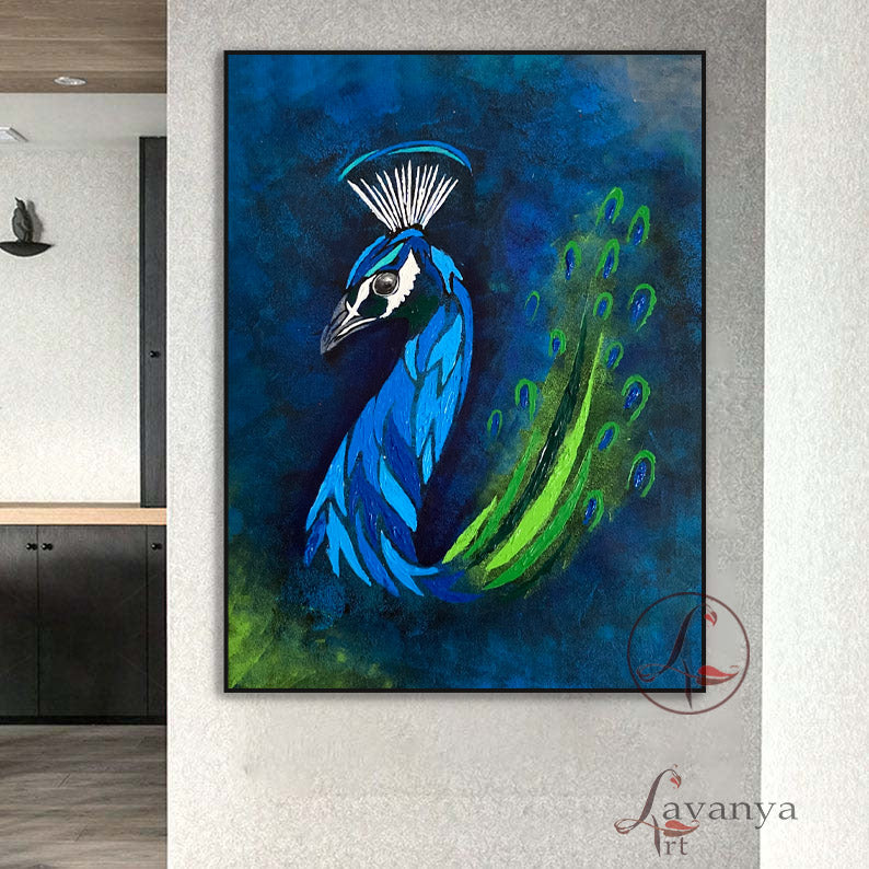 Peacock Painting | Abstract Indian Peacock Wall Art